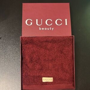 Gucci Beauty Burgundy Plush Towel with Gold Tag